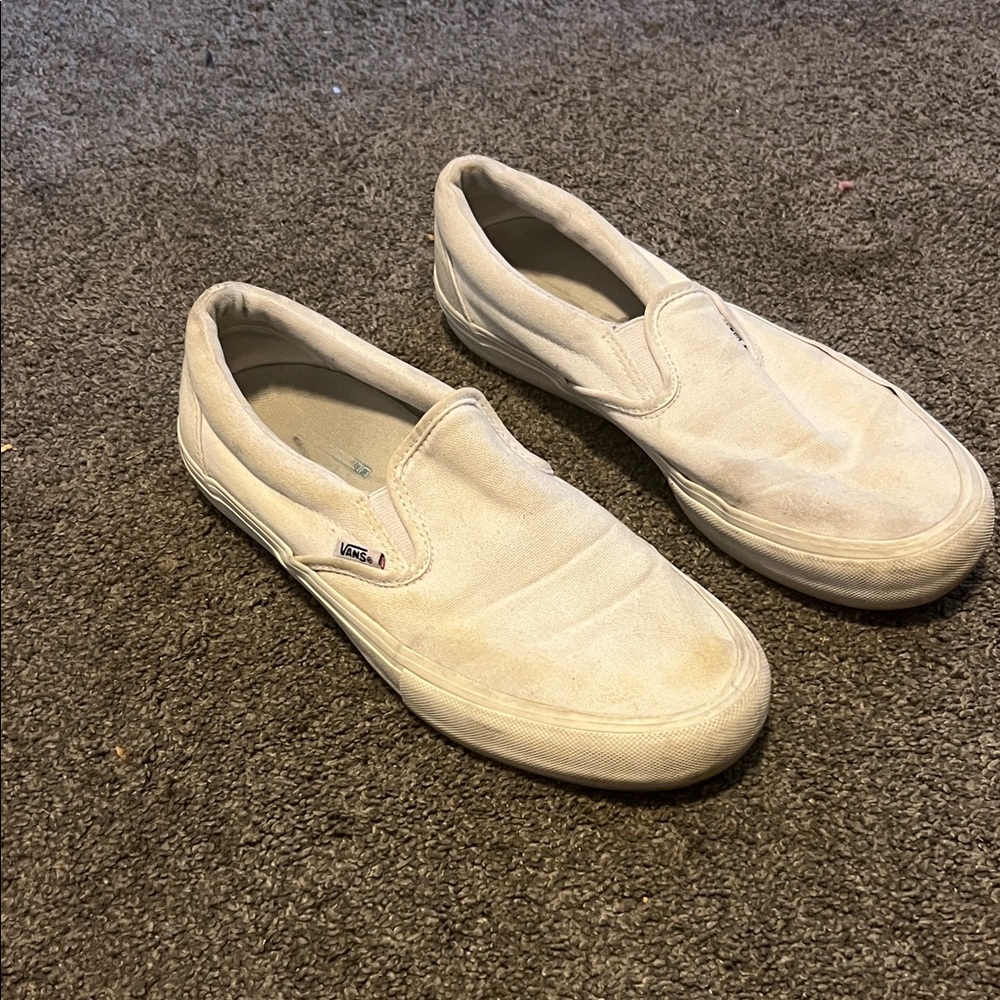 Vans Men's Cream Slip-On Sneakers